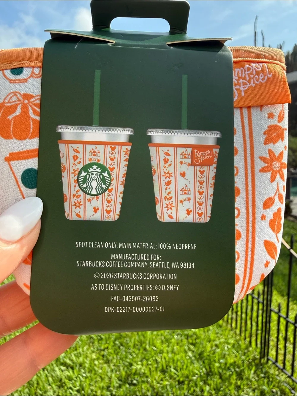 NWT-Disney X Starbucks 2026 Fall Collab Fabric Cup Sleeve
